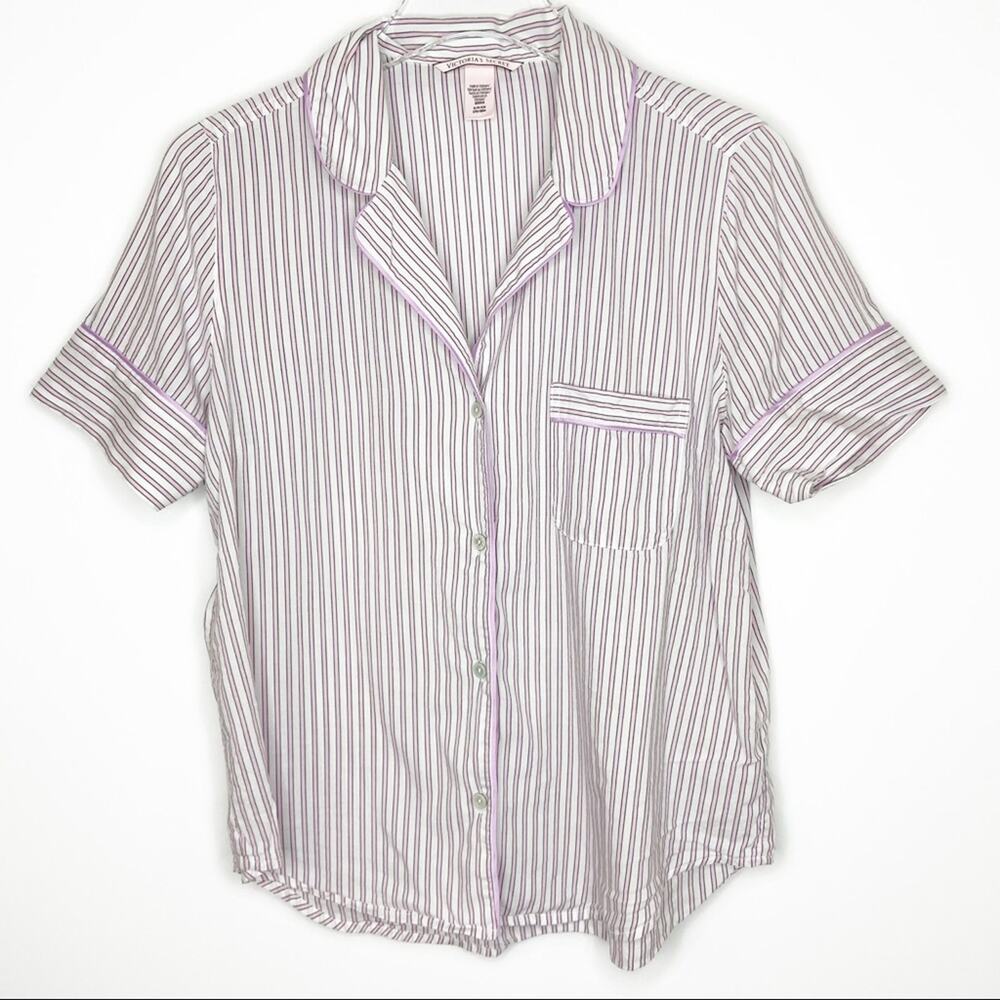 Victoria’s Secret Pink And White Striped Pajama Top Sz Small